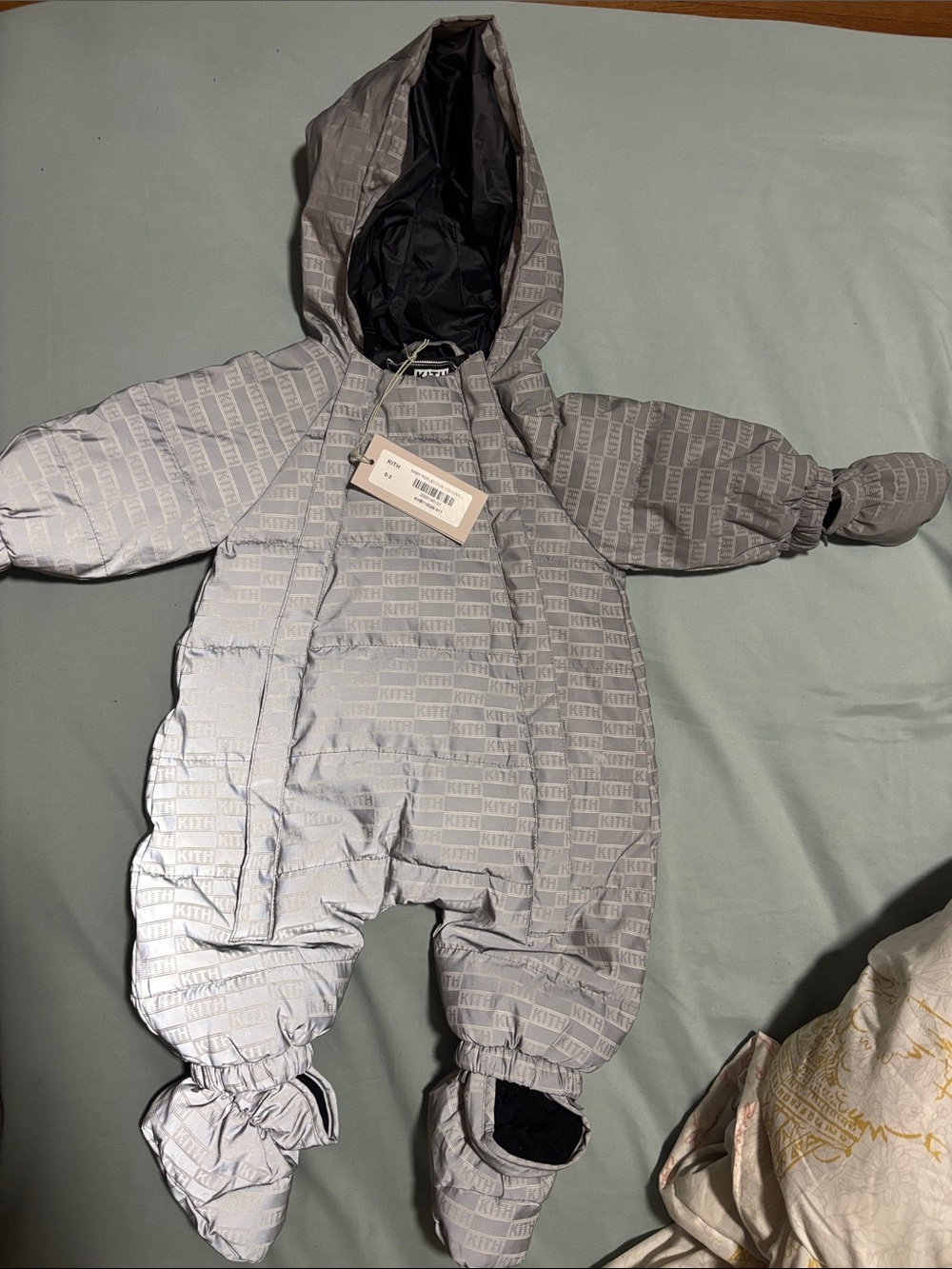 Kith Silver Reflective Infant Snowsuit One-Piece with Hood